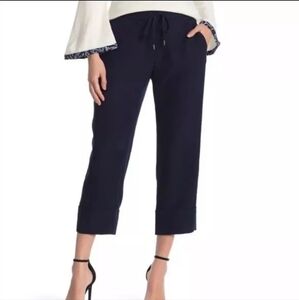 Draper James Navy Polyester Drawstring Waist Pull On Cuffed Cropped Pant Size XL